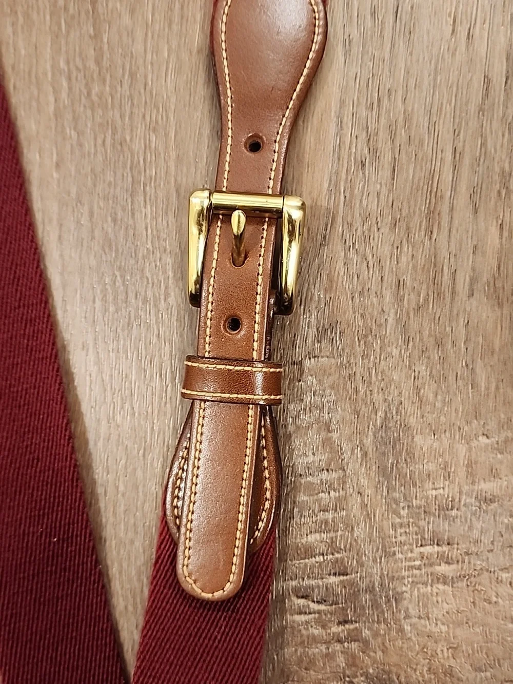 Vintage Dooney Bourke Woven  Leather Belt Burgundy Maroon Brass Buckle size 40